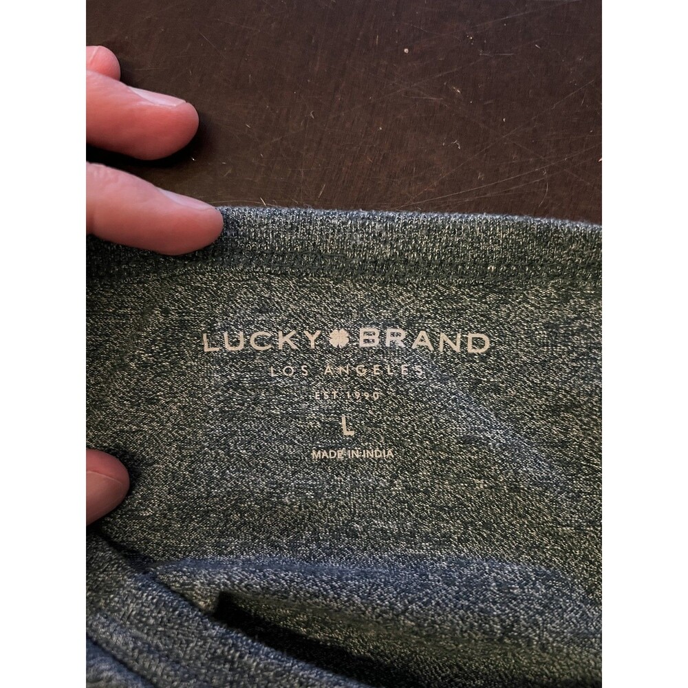 Lucky Brand Shirt Mens Large Heather Gray Long Sleeve Midweight Casual Tee - Picture 6 of 8
